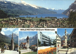 12308376 Walenstadt Mit Walensee Kirchen Brunnen Walenstadt - Andere & Zonder Classificatie