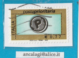 USATI ITALIA POSTA PRIORITARIA 2003 - Ref.1427 "5^ Emissione" 1 Val. Da €0,77 - - 2001-10: Used