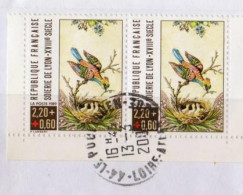 PAIRE Y&T 2612 -1989 "SOIERIE DE LYON"(OISEAUX, NID) OBLITÉRÉ CACHET ROND SUR FRAGMENT (1556)_Ti542 - Gebruikt