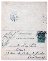 1919 - Carte Lettre Semeuse 15c Vert - Granville/Coutances - Tarjetas Cartas