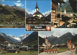 12156966 Kippel Panorama Loetschental Alpen Kirche Musikkapelle  Kippel - Autres & Non Classés