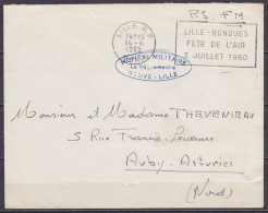 Env. Franchise R.S. / F.M. Flam. LILLE R.P. /14-6-1958/ LILLES-BONDUES / FETE DE L'AIR" Pour AUBY-ASTURIES Nord - Cachet - Lettres & Documents