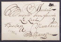 L. Datée 18 Juillet 1804 De LEYDEN (Pays-Bas) Pour NANCY Via Liège, Namur Et Luxembourg - Griffe "LIEGE" (16x4mm) & Man. - 1794-1814 (Französische Besatzung)