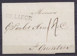 L. Datée 13 Août 1793 De AMSTERDAM Pour ST-QUENTIN En Transit Par Le Bureau De Tour & Tassis à Liège - Griffe "DE LIEGE" - 1714-1794 (Paises Bajos Austriacos)