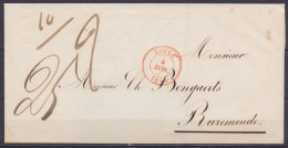 LSC (sans Contenu) Càd LIEGE /4 JUIL. 1846 Pour RUREMONDE (Roermond Pays-Bas) - Port "25" (2 Décimes Pour Liège-Maastric - 1830-1849 (Belgio Indipendente)