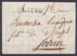 L. Datée 13 Octobre 1813 De LIEGE Pour SEDAN - Griffe "LIEGE" (28,5x5mm) - Port "4" - 1794-1814 (French Period)