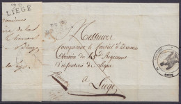 L. Datée 11 Février 1807 De TORHOUT Pour Régiment D'Infanterie à LIEGE - Griffe "P 91 P / BRUGES" Réexpédiée - Le Destin - 1794-1814 (Periodo Francese)