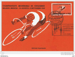 MILANO-BRESCIA:  24.8. / 2.09.1962  CARTOLINA  UFFICIALE  DEI  CAMPIONATI  MONDIALI  DI  CICLISMO  -  NUOVA  -  FG - Wielrennen