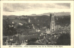 11385054 Fribourg FR Ponts Suspendus Tour De St Nicolas Et Les Alpes Fribourg - Andere & Zonder Classificatie