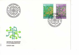 SCHWEIZ MI-NR. 1370-1371 FDC EUROPA 1988 TRANSPORT- Und KOMMUNIKATIONSMITTEL LANDKARTE - 1988