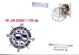 (L 6) Cachetumschlag "SCHIFFAHRTSBETRIEBE OSTERWISCH&SOHN - MS. "DON RICARDO"/1195 Tdw - EF BRD TST 9.12.72 HAMBURG - Schiffahrt