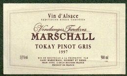 Etiquette Vin D'Alsace - MARSCHALL - Tokay Pinot Gris 1997 - Vendanges Tardives - Weisswein