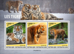 2024-04 - CENTRAL AFRICAN - TIGERS                  3V  MNH** - Big Cats (cats Of Prey)