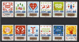 - FRANCE Adhésifs N° 1641/52 Oblitérés - Série Complète TIMBRES DE VOEUX 2018 (12 Timbres) - - Oblitérés