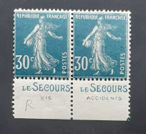 Semeuse 192 Type IIB Pub De Carnet Secours + VARIETE Case 16 En Paire Avec Normal - Pas Cher - 1906-38 Semeuse Con Cameo