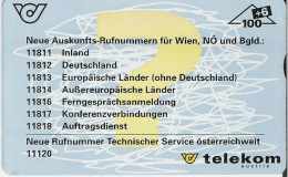 Austria: Telekom - 1999 901A Neue Auskunfts-Rufnummern - Autriche