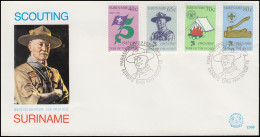 Surinam Pfadfinder 1983 Robert Baden-Powell Zelte Lagerfeuer - Auf Schmuck-FDC  - Sonstige & Ohne Zuordnung