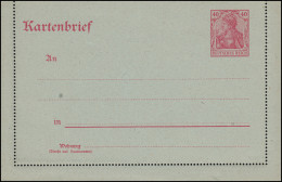 Kartenbrief K 21 Germania 40 Pf Karmin Auf Blaugrau, ** Wie Verausgabt - Altri & Non Classificati