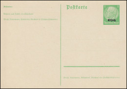 Elsaß Postkarte P 1 Hindenburg Aufdruck 5 Pf Hellgrün, ** Wie Verausgabt - Bezetting 1938-45