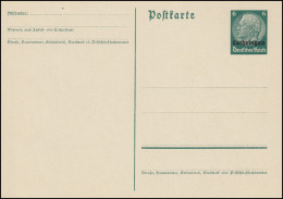 Elsaß Postkarte P 2 Hindenburg Aufdruck 6 Pf Dunkelgrün, ** Wie Verausgabt - Occupation 1938-45