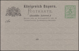 Bayern Postkarte P 31/01x Ziffer 3/3 Pf Hellgrün, Wz.5Z, Ohne DV, ** - Ganzsachen