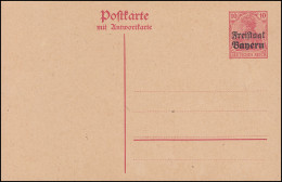 Bayern Postkarte P 113 Germania Freistaat 10/10 Pf Karmin, Wie Verausgabt **  - Interi Postali