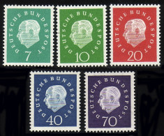 302-306 Heuss III 1959, 5 Werte, Satz Postfrisch ** - Ungebraucht