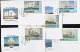 2464-2468 Jugend Großsegler 2005 - Satz Als Ecken Auf 5 Schmuck-FDC Berlin - Ships