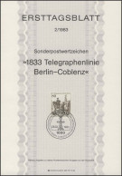 ETB 02/1983 Telegraphenlinie Berlin-Coblenz - 1e Dag FDC (vellen)