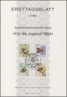 ETB 02/1984 Jugend, Bestäuberinsekten, Käfer, Hummel - 1e Jour – FDC (feuillets)