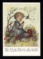 Hummel-AK 5220: Sitzendes Kind Auf Der Wiese Blumen Vogel, SCHWABACH 26.5.1970 - Ohne Zuordnung