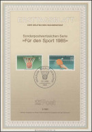 ETB 03/1985 Sport, Basketball, Tischtennis - 1e Dag FDC (vellen)