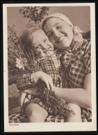 Kinder-AK Hase: Lächelnde Mutter Mit Tochter, Horn-Bildkarte, Ungebraucht  - Other & Unclassified