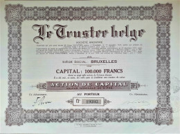 S.A. Le Truster Belge - 1935 - Action De Capital - Bruxelles - Altri & Non Classificati