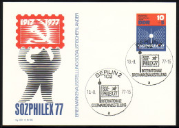 P 82 Ausstellung SOZPHILEX 1977 10 Pf, SSt 102 Berlin 19.8.1977 - Other & Unclassified