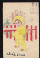 Künstler-AK Kind Im Gelben Winteranzug Vor Rotem Zaun, MÜNCHEN 1.11.1928 - Ohne Zuordnung