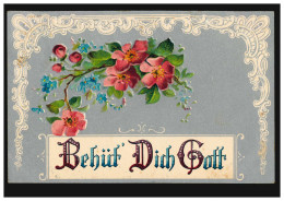 Prägekarte Ostern Behüt Dich Gott Blumen, ZÜRICH 17 (WIPKINGEN) 15.4.1906 - Autres & Non Classés