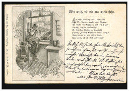 Lyrik-AK Abschied - Weinende Frau, Gedicht Wer Weiß, Ob Wir Uns Wiedersehn, 1900 - Otros & Sin Clasificación