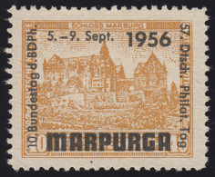 BDPh-Ausstellungs-Vignette Bundestag Philatelistentag MARPURGA 1956, Ohne Gummi - Esposizioni Filateliche