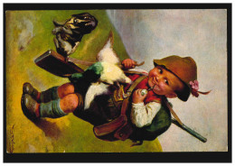 Tiere-AK Kinder: Junge Als Jäger Mit Ente Und Hund, GEHRDEN / LINDEN 25.2.1927 - Sonstige & Ohne Zuordnung
