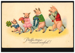 AK Vermenschlichte Tiere Schweine Mit Glücksymbolen TALLINN / ESTLAND 30.12.1940 - Autres & Non Classés