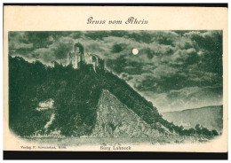 AK Gruss Vom Rhein - Burg Lahneck Bei Vollmond, Ungebraucht - Autres & Non Classés