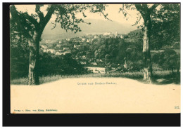 AK Gruss Aus Baden-Baden: Panorama Durch Zwei Bäume, Verlag König, 24.8.1903 - Altri & Non Classificati