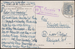 Landpost-Stempel Tornitz über SCHÖNEBECK (ELBE) 6.1.1948 Auf AK Bernburger Tor - Autres & Non Classés