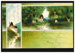 Mode-AK Gruss Aus ... Landschaftsbilder Mit Wassermühle, DORSTEN 20.5.1901 - Non Classificati