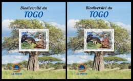 TOGO 2024 MS 1V - REG & OVERPRINT - MUSHROOMS OWL OWLS FROG FROGS TURTLE TURTLES HIPPOPOTAMUS BAOBAB MONKEY MONKEYS MNH - Frösche