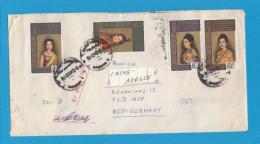 LETTRE PAR AVION DE BANGKOK,AVEC 12 TIMBRES, POUR MARBACH,ALLEMAGNE,1969. - Tailandia