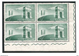 ITALIE 1958 - Y&T N° 764** En Bloc De 4 - Neuf - Visite Président Gronchi Au Brésil.1958. - 1946-60: Mint/hinged