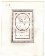 18ème Siècle - Gravure Sur Cuivre - Portrait De Caton D'Utique (Utique 95 Av. J.-C. - Rome 46 Av. J.-C.) - Prenten & Gravure