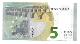 (Billets). 5 Euros 2013 Serie UE, U011H5 Signature Christine Lagarde N° UE 7227955043 UNC - 5 Euro